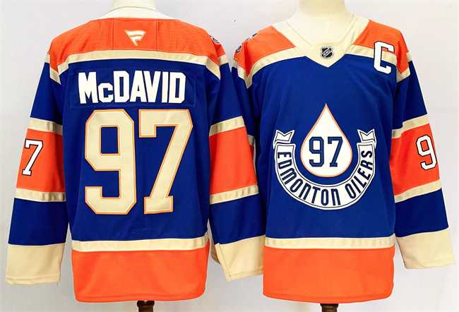 Men%27s Edmonton Oilers #97 Connor McDavid Royal 2024-25 With C Patch Heritage Classic Primegreen Stitched Jersey->edmonton oilers->NHL Jersey